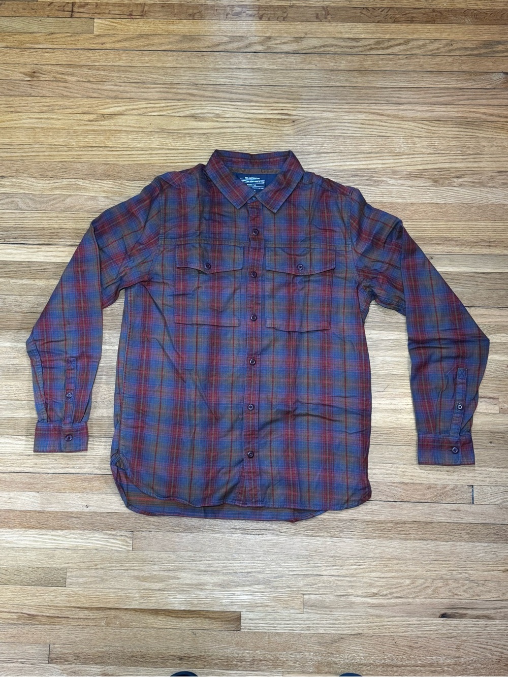 REI Wallace Lake Men's Flannel Blue Red Tan Medium Tall MT